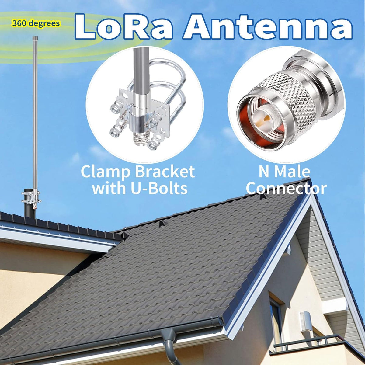 31.5inch 915MHz 5.8 dBi N Male Omni Lorawan Antenna Pack of 2 E66271