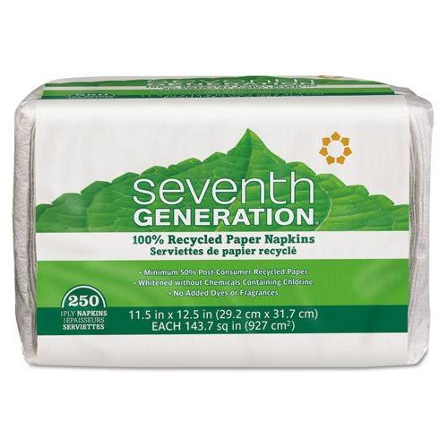 100% Recycled Napkins, 1-Ply, White, 250/Pack D778