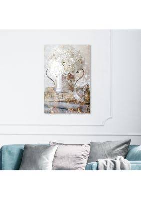 White Romantic Roses Floral Canvas T90060