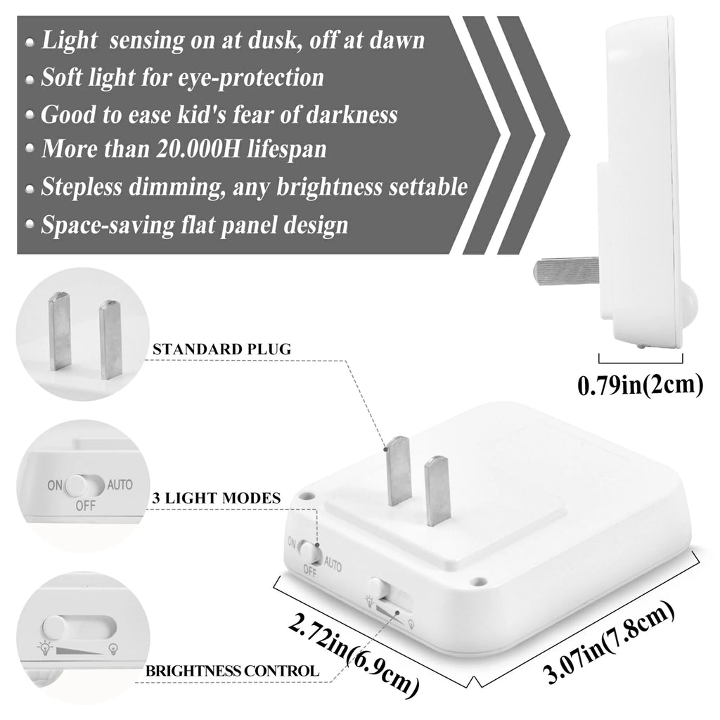 2 Pack LED Motion Sensor Night Light Plug into Wall H26258