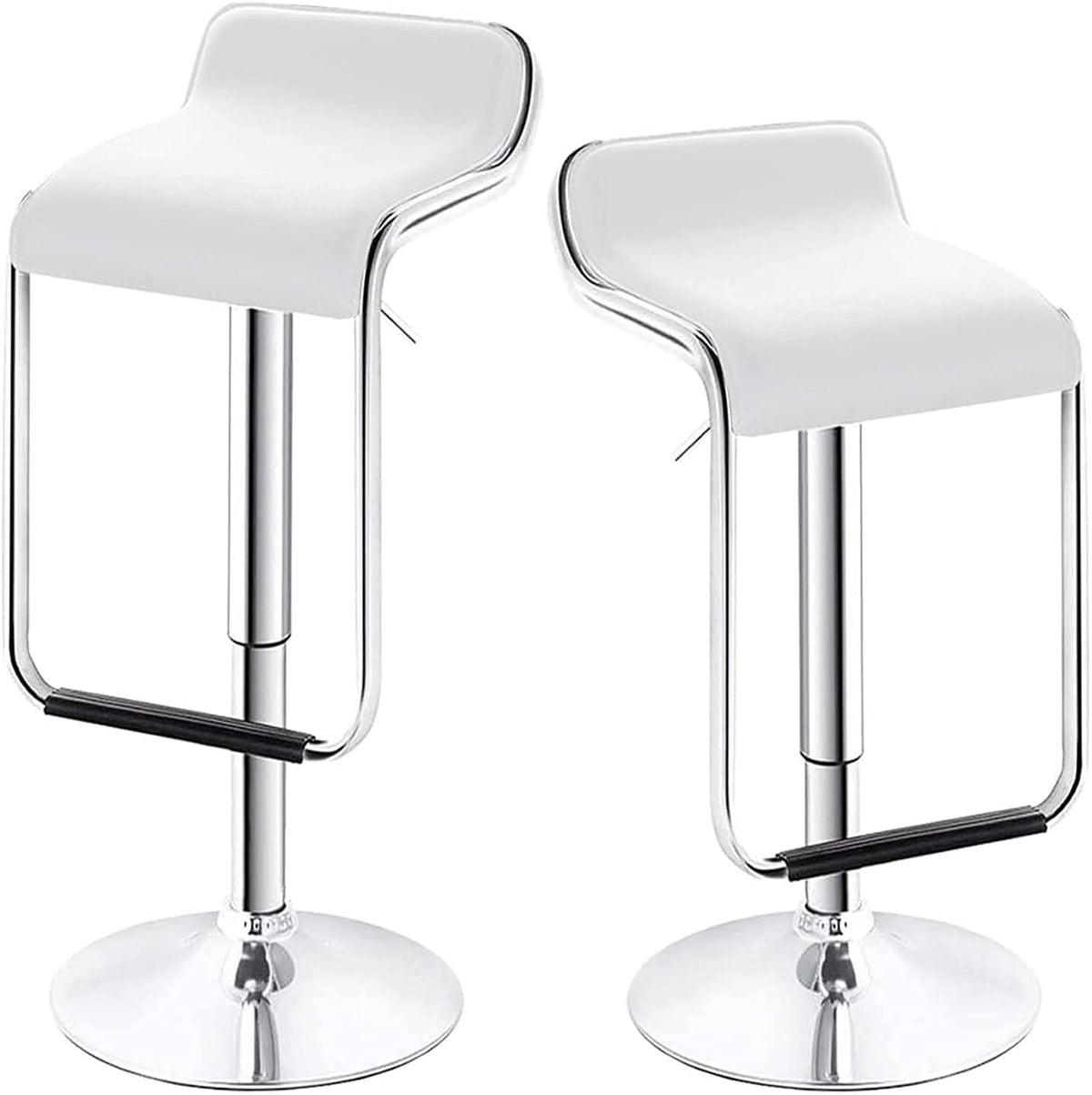 White Set of 2 Swivel Adjustable Bar Stools with Arms R614134