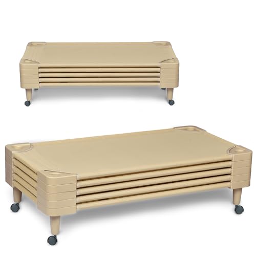 Stackable Kids Nap Cot with 4 Lockable Casters, Set of 5 Y206