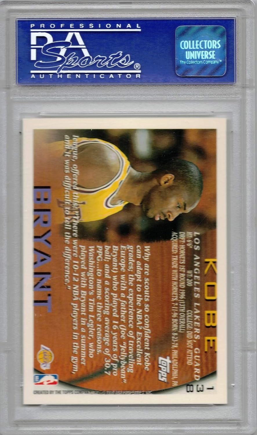 1996-97 Topps Basketball #138 Kobe Bryant Rookie Card Graded PSA 8 X98839