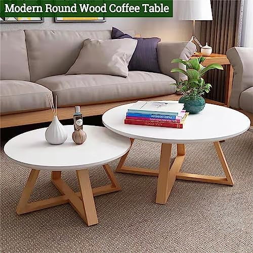 Solid Wood Round Coffee Table 31.5'' White D674387