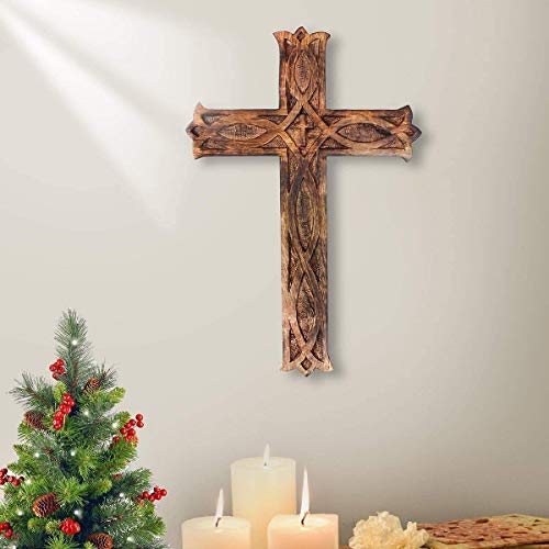 18 x 12 Inches Wooden Crucifix Cross Wall Hanging H25261