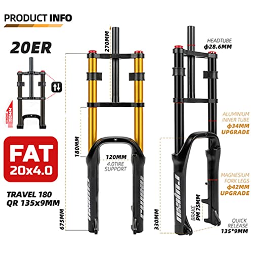 20 Inch 110mm Travel Air Suspension Fork for 4.0" Tire V6491