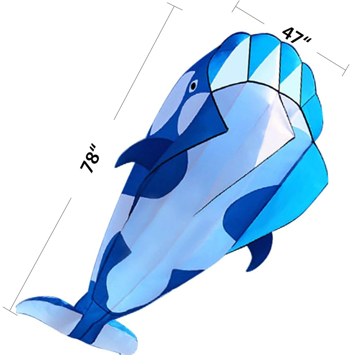 Blue Polyester 78inch Whale Dolphin Kite F8533