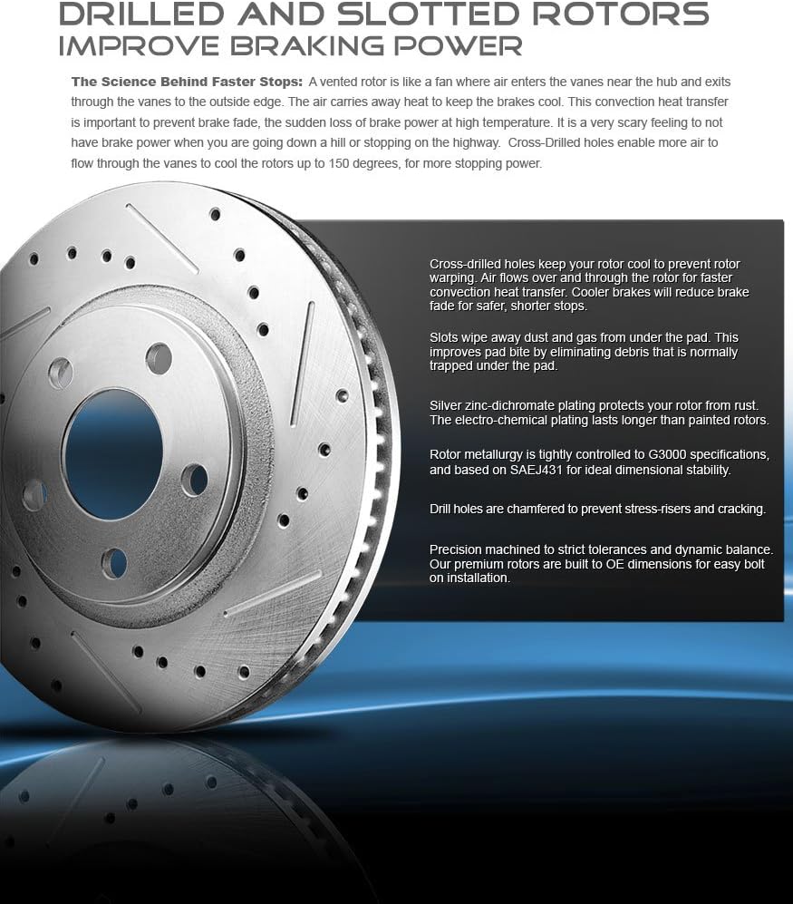FRONT 299mm Drilled/Slotted 6 Lug Rotors C9481