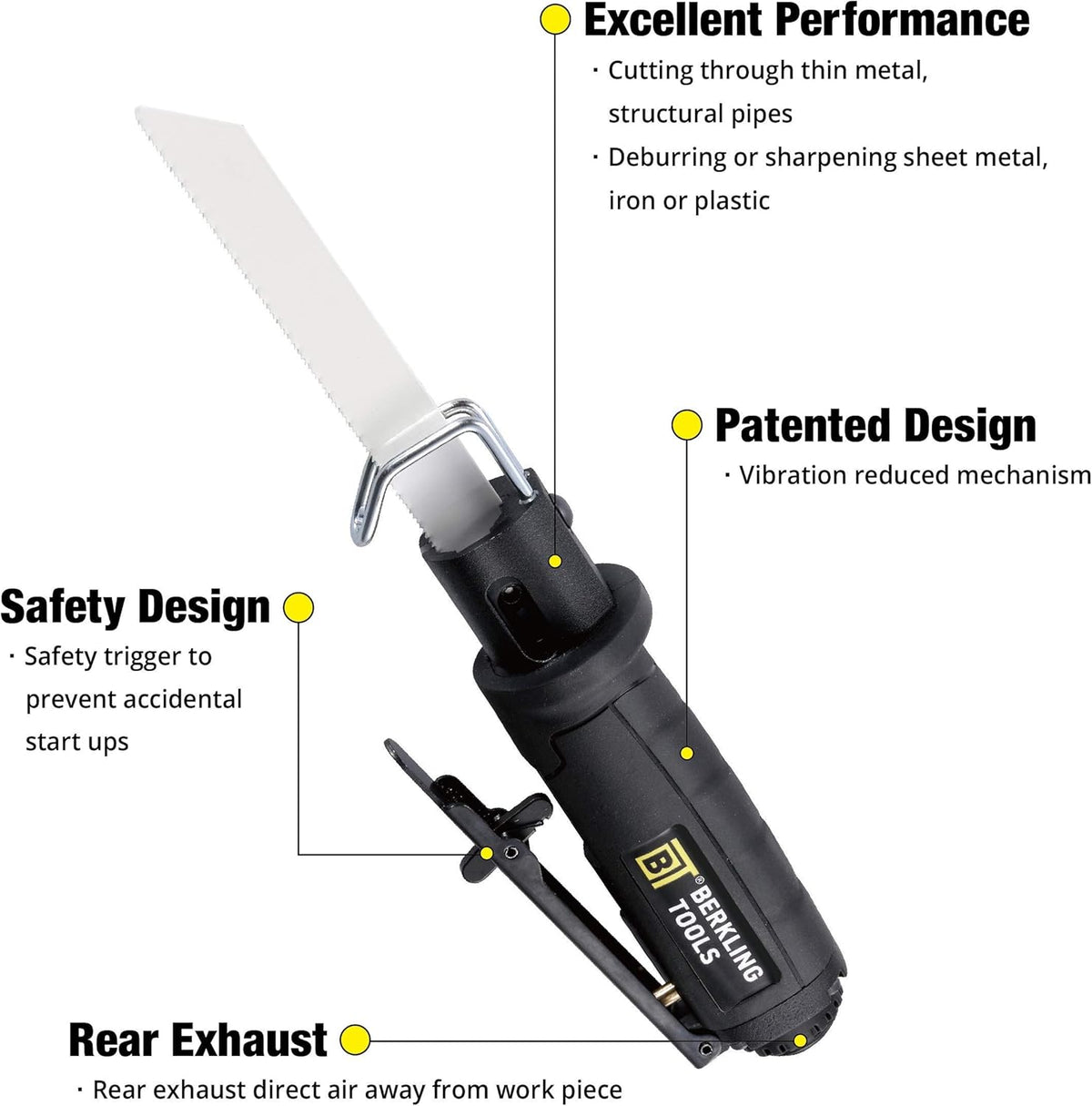 Compact Low Vibration Air Saw with 8 pcs Blade Kit Pneumatic Reciprocating Body Saw W882