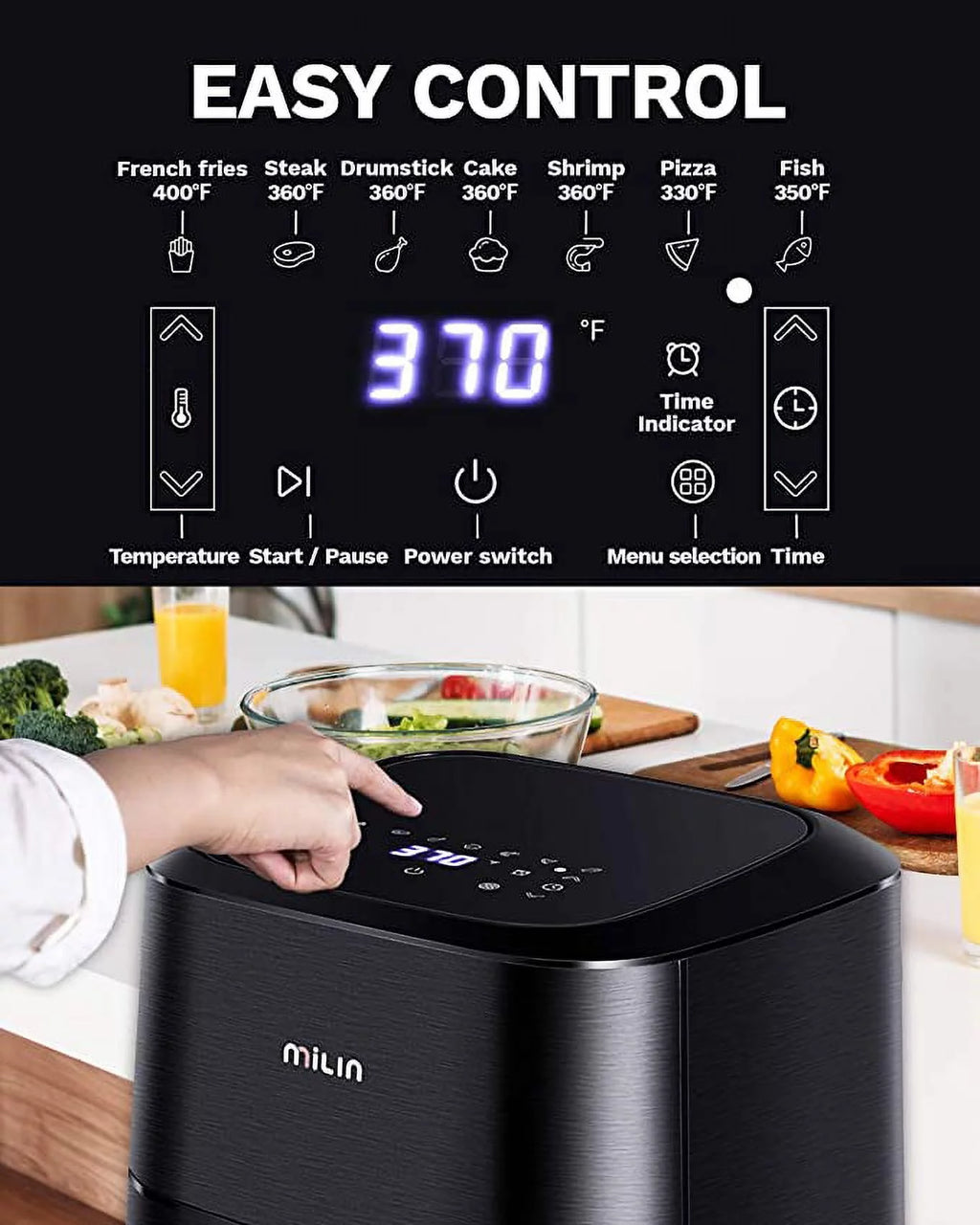 5.8 Quart 1700-Watt Electric Air Fryer with Nonstick Basket F26236