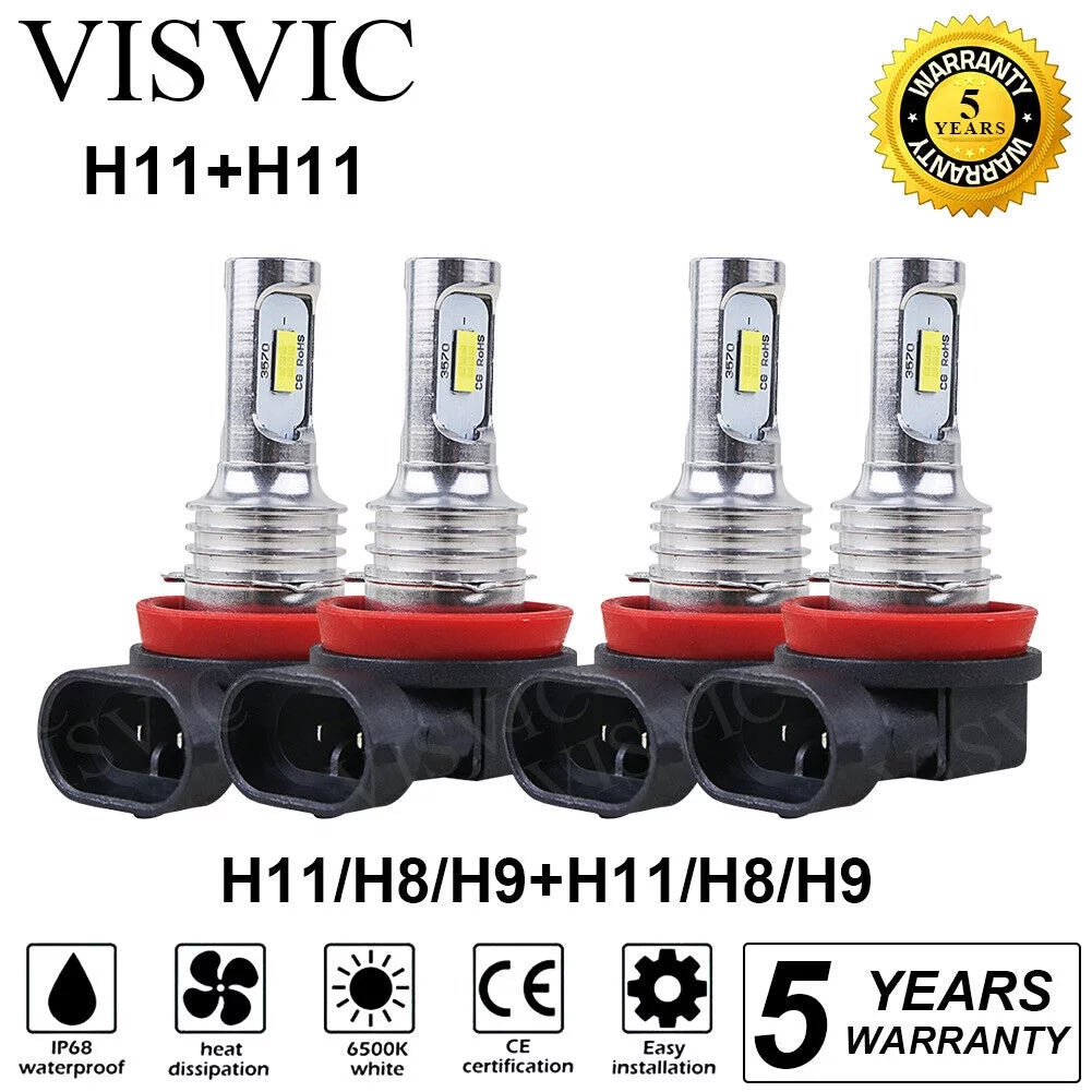 White LED Headlight Bulbs Combo H9 H11 H4451
