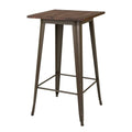 Farmhouse Metal Bar Table with Wood Top Y8960