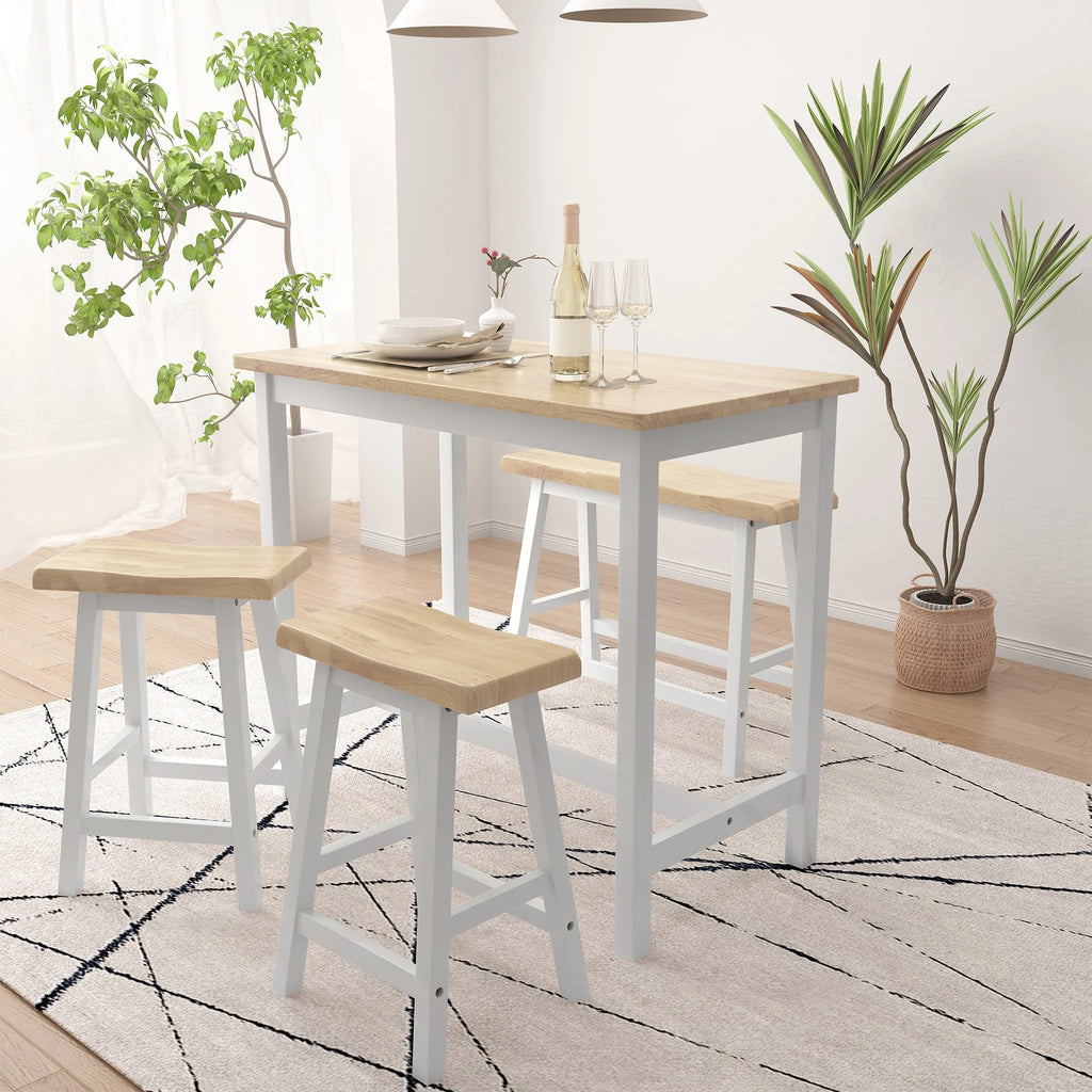42" 4-Piece Wood Dining Table Set with Bench and 2 Stools M672478