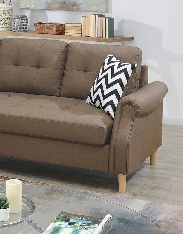 Light Coffee Polyfiber Reversible Sectional Sofa X561