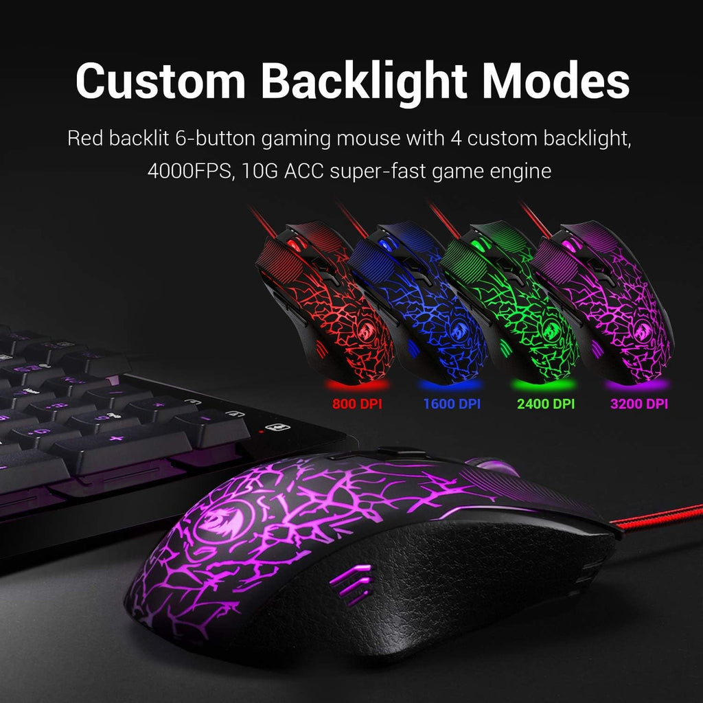 Gaming Keyboard and Mouse Combo with Mouse Pad, RGB Backlit, 3200 DPI, Pack of 2 I812657
