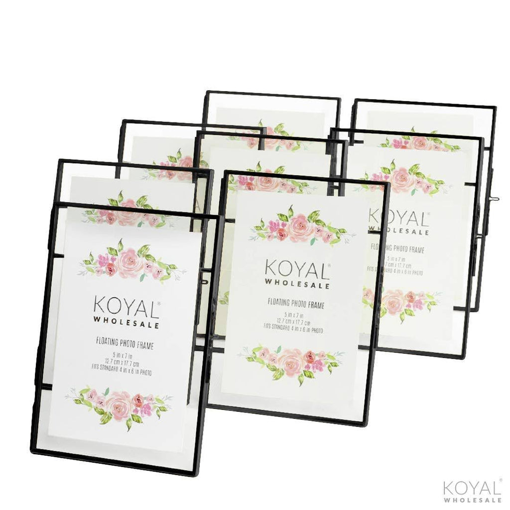 Black Pressed Glass 5 x 7 Photo Frame 8-Pack with Stands A9211
