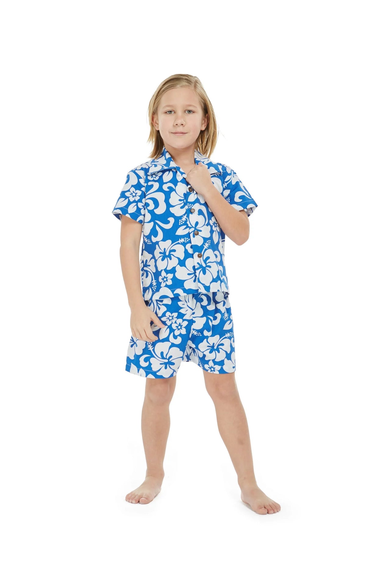 Blue Aloha Luau Shirt Cabana Set I597