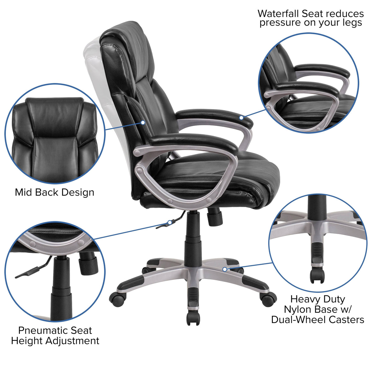 Black LeatherSoft Executive Swivel Office Chair R5921