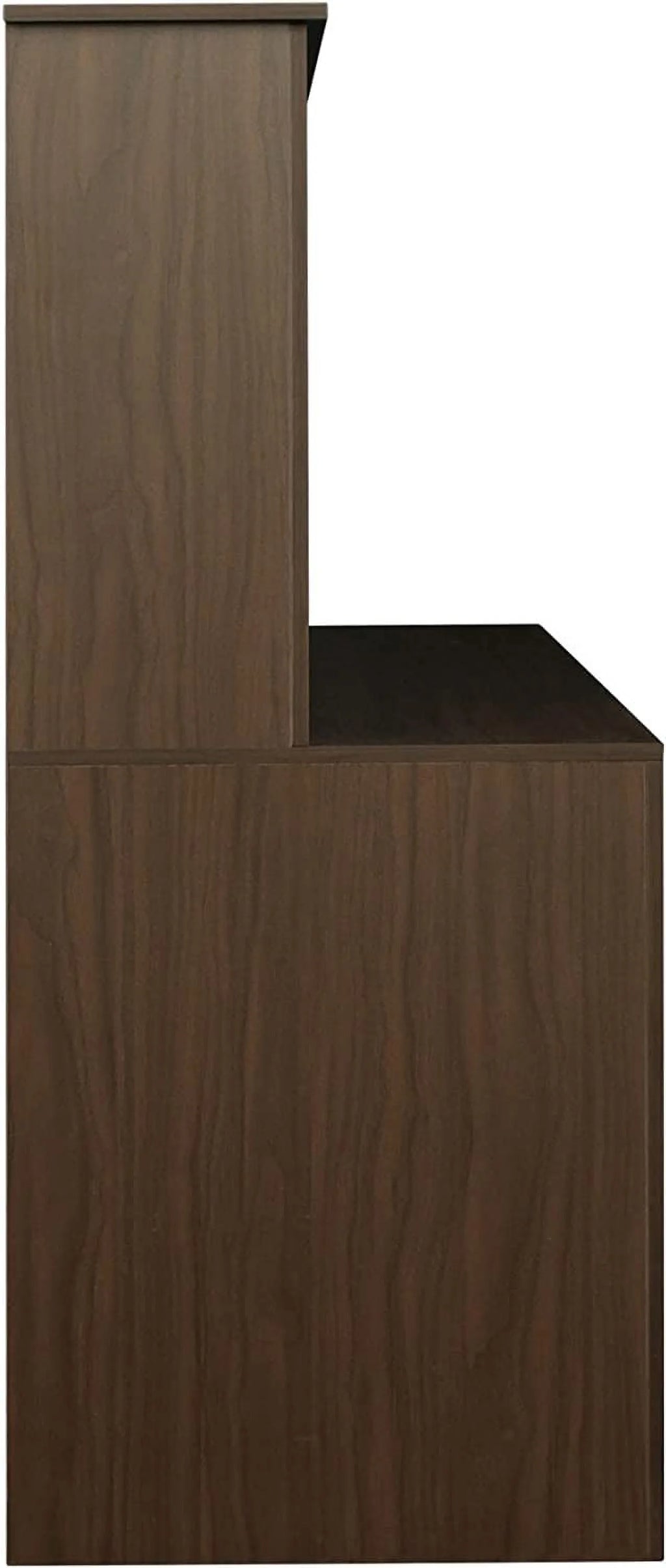 Walnut Computer Desk with Cabinet and Keyboard Tray S47713
