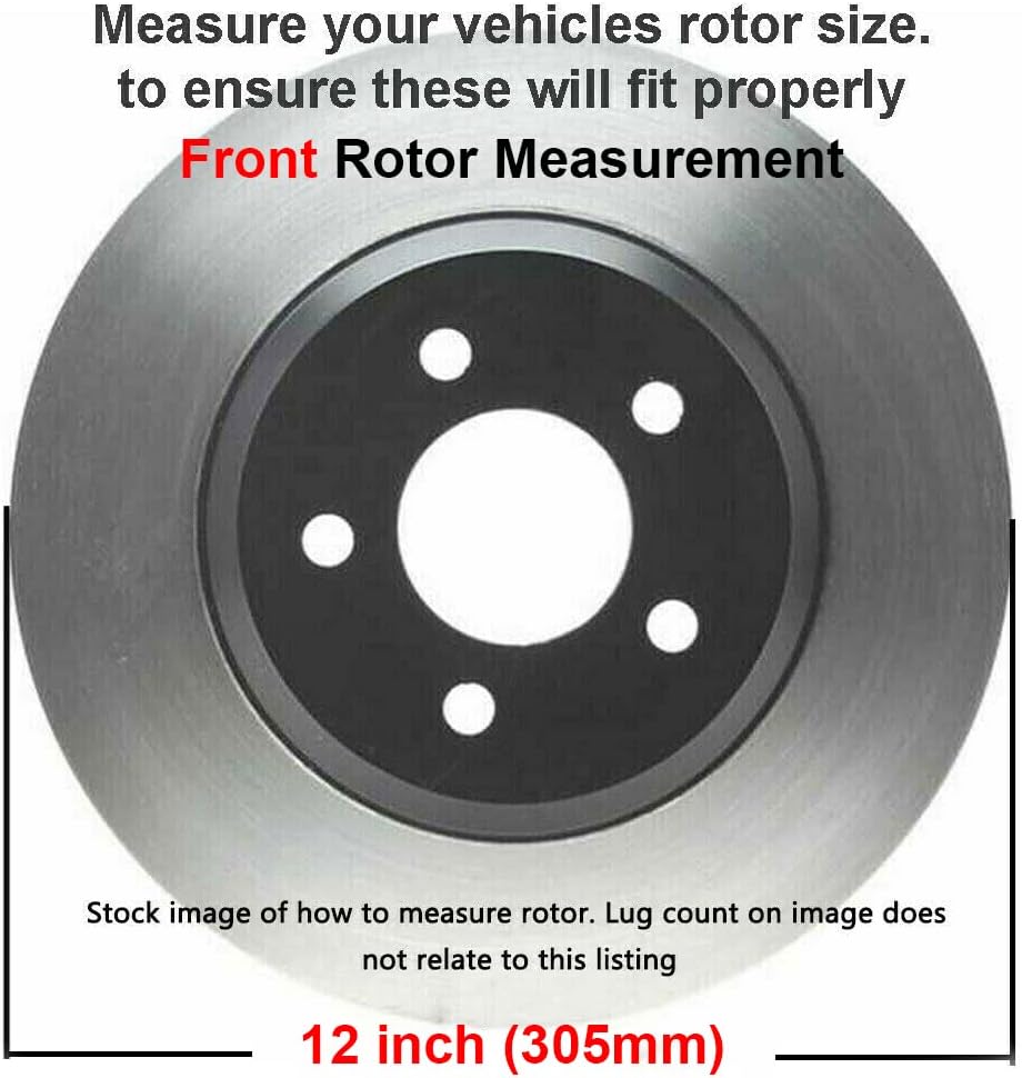 12 Front & Rear Drilled & Slotted Rotors + Ceramic Pads 10pc Set T925