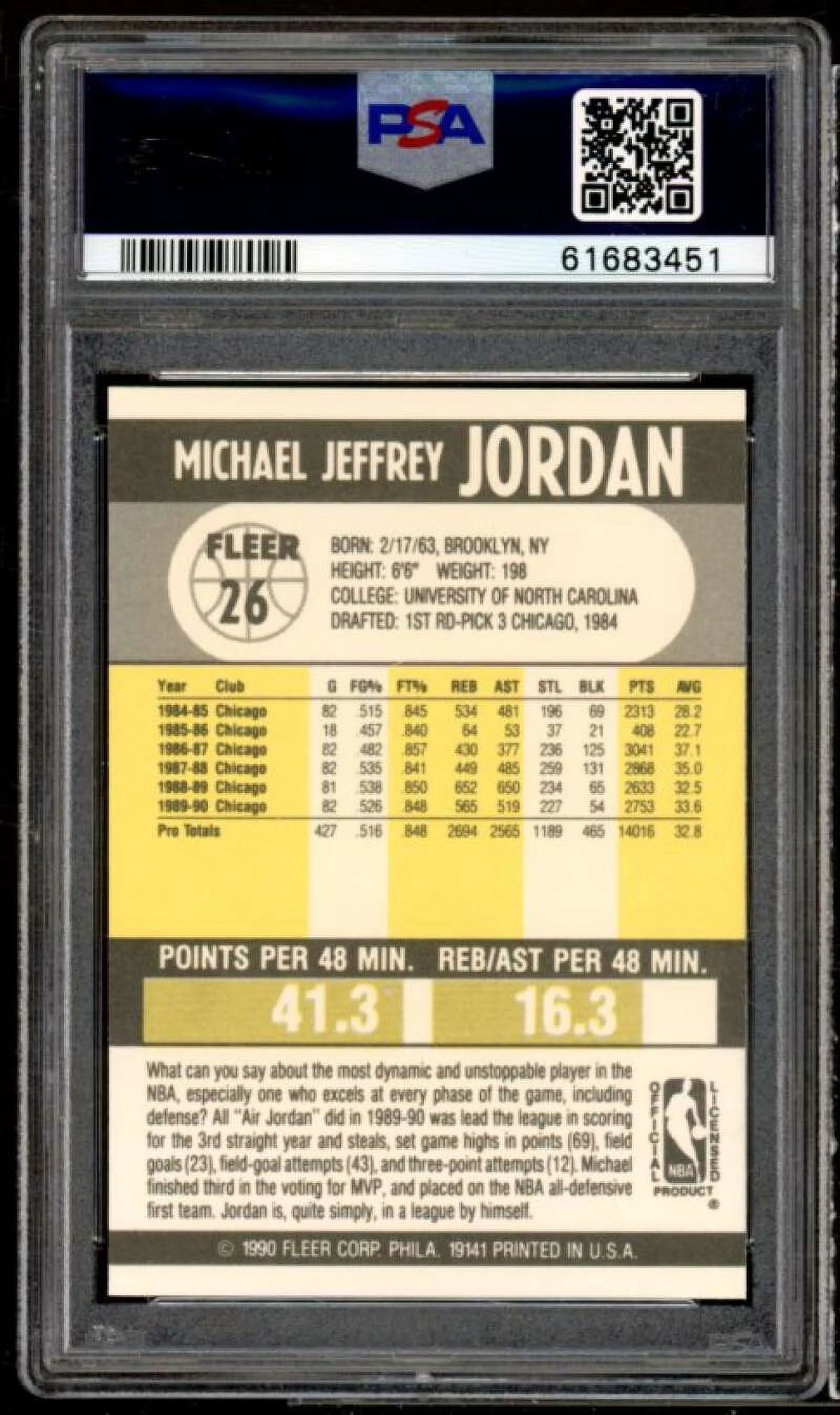 1990-91 Fleer #26 PSA 9 Card H92301