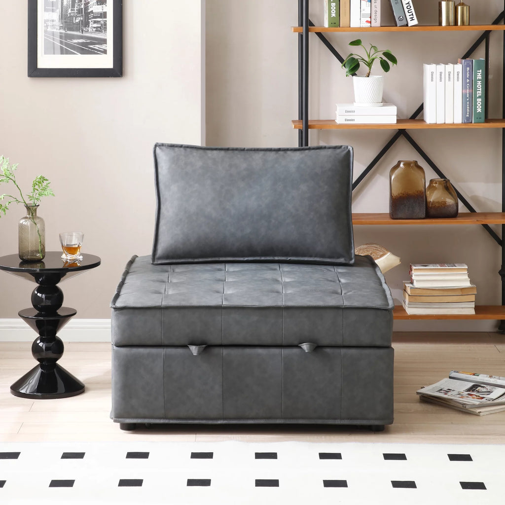 Faux Leather Ottoman Sofa Bed T2282