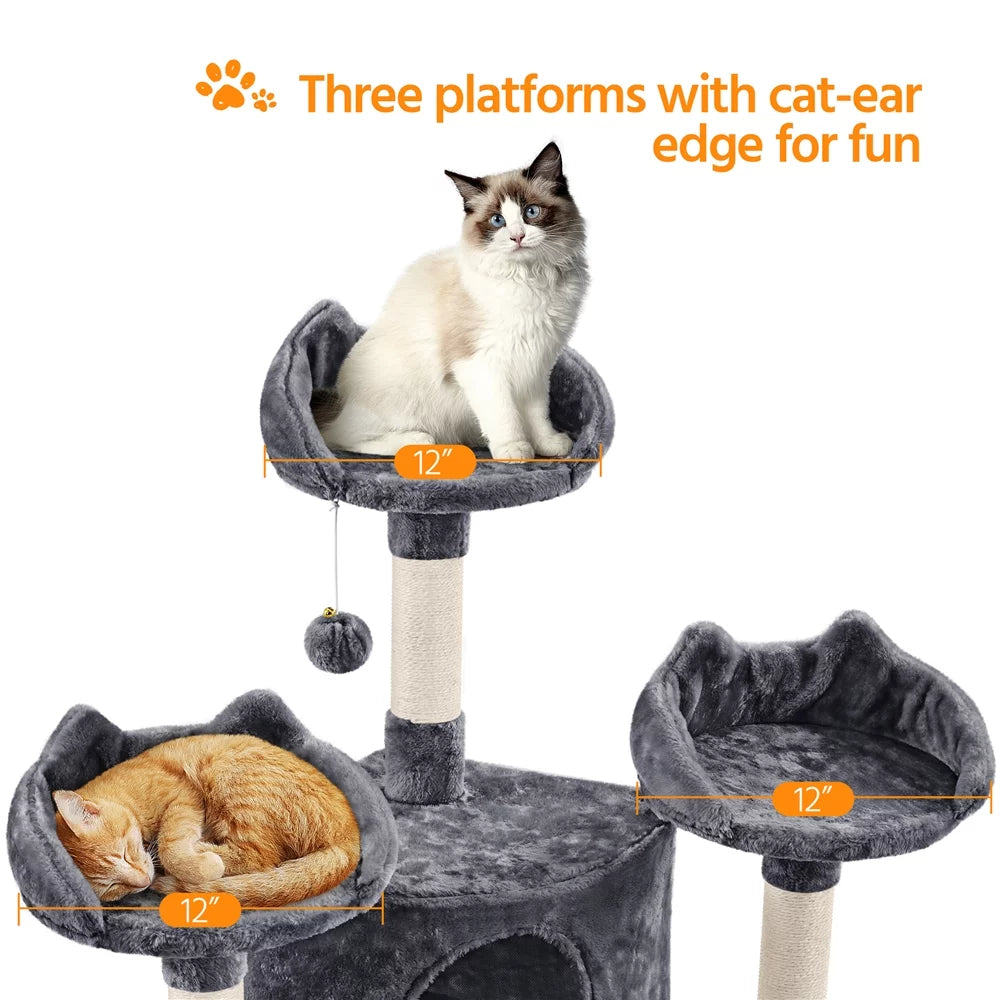 Dark Gray Cat Tree with Condos K1211