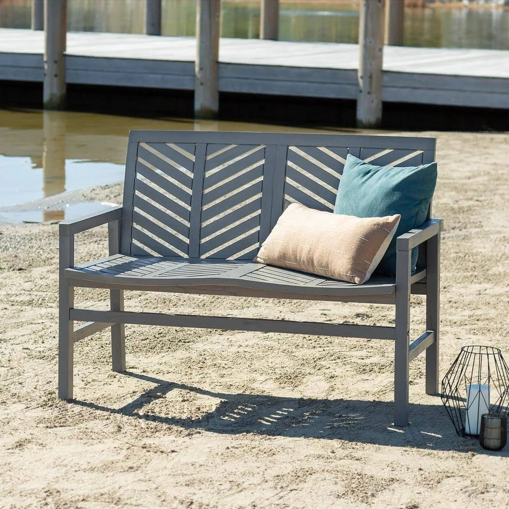 Grey Wash Acacia Wood Outdoor Loveseat F54182