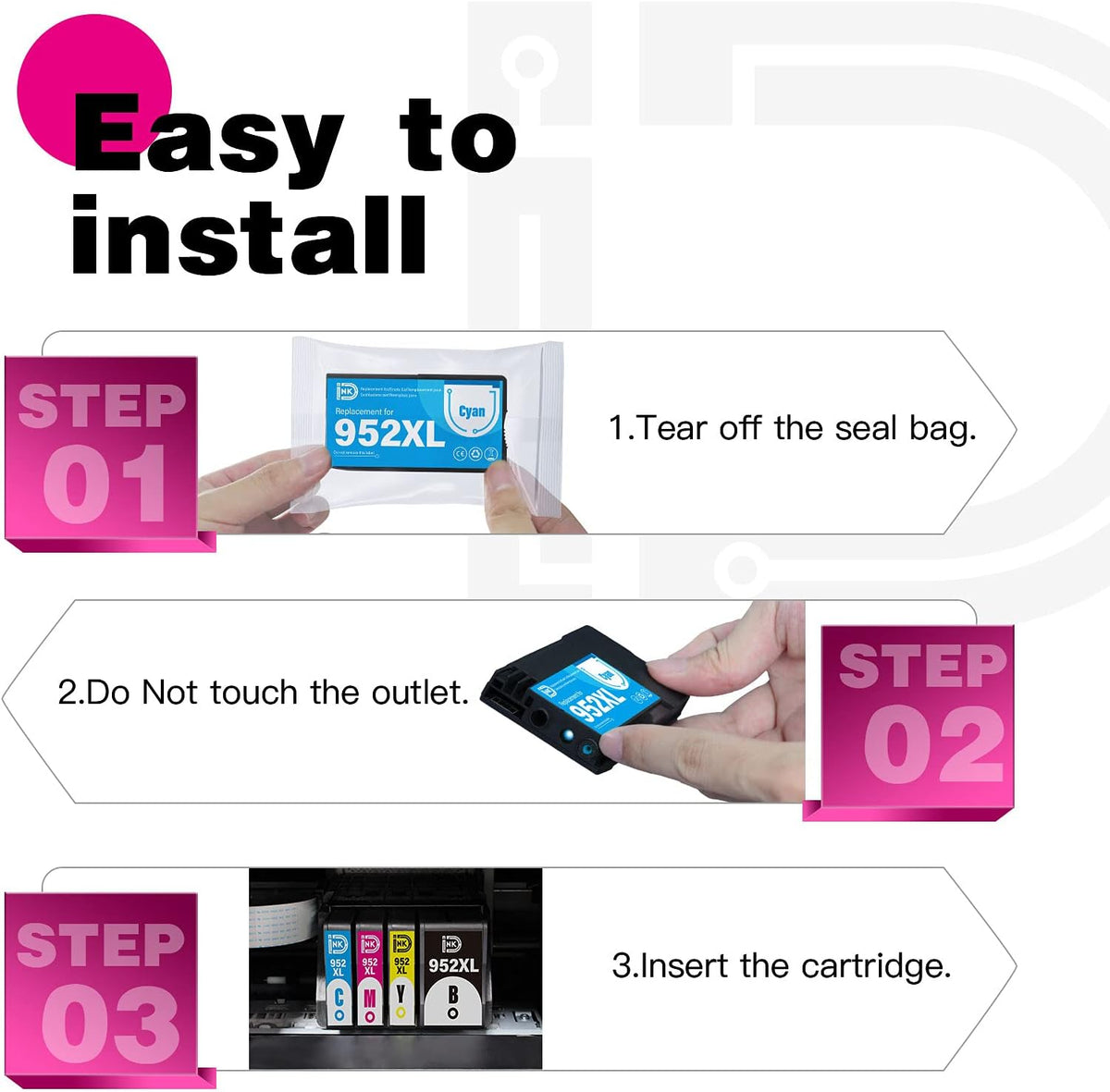 Compatible Ink Cartridges for HP 952 XL OfficeJet Pro Printers, 5-Pack U961