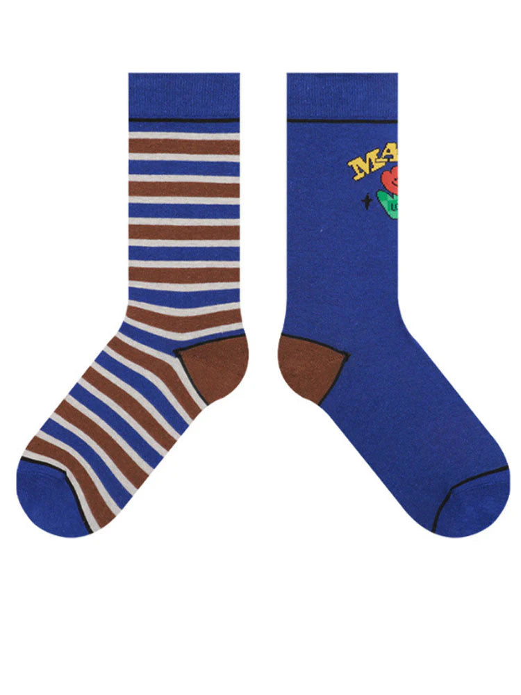 Cute Cartoon Pattern Color Block Socks A22481