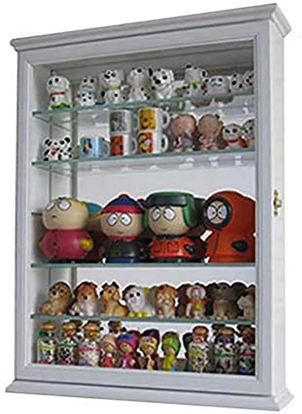 Small Wall Curio Cabinet Shadow Box Display Case Mirrored Back White B901