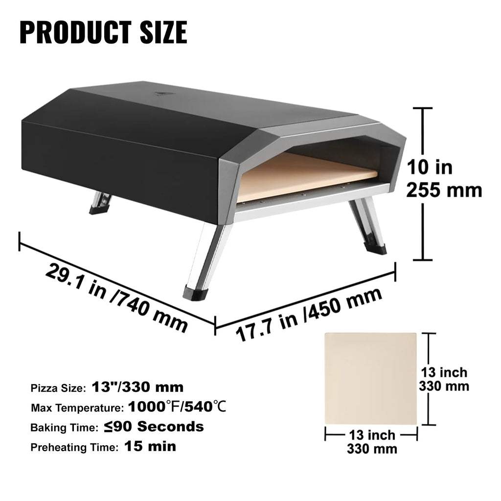13" Portable Outdoor Pizza Oven Stainless Steel U42670