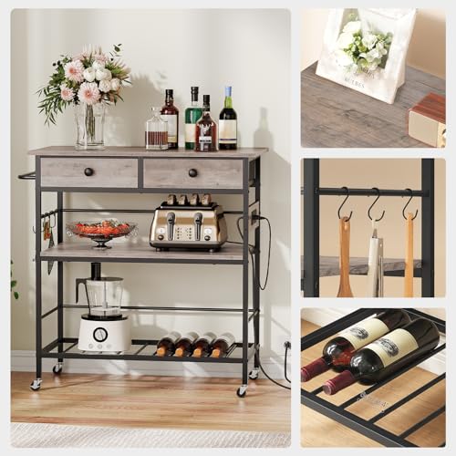 Rustic Brown Kitchen Island with Storage Z837