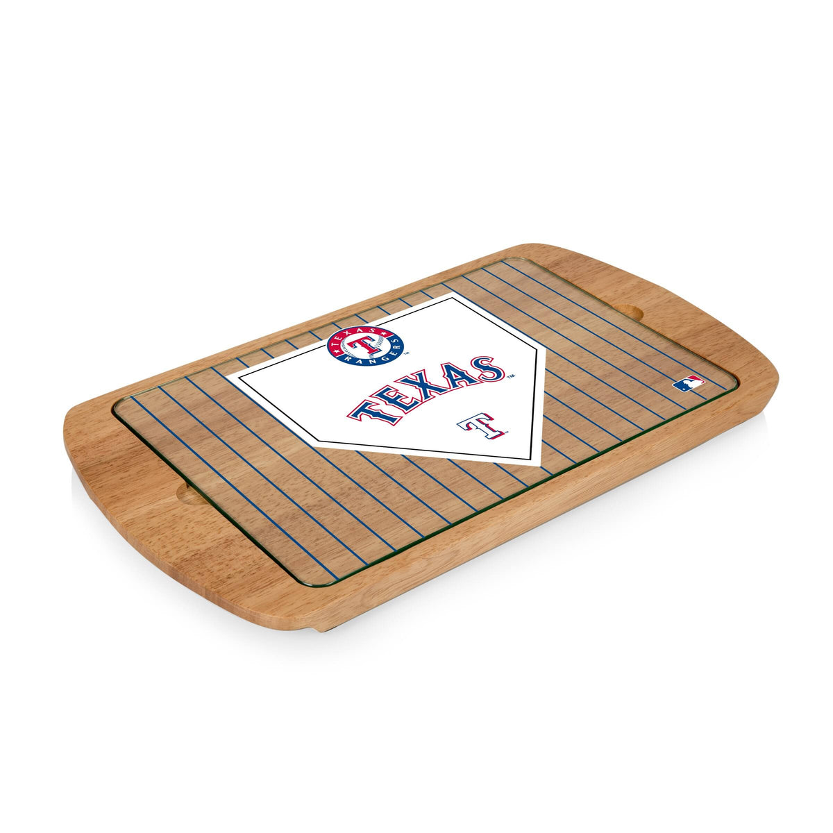 Rubberwood Glass Top Serving Tray U414070