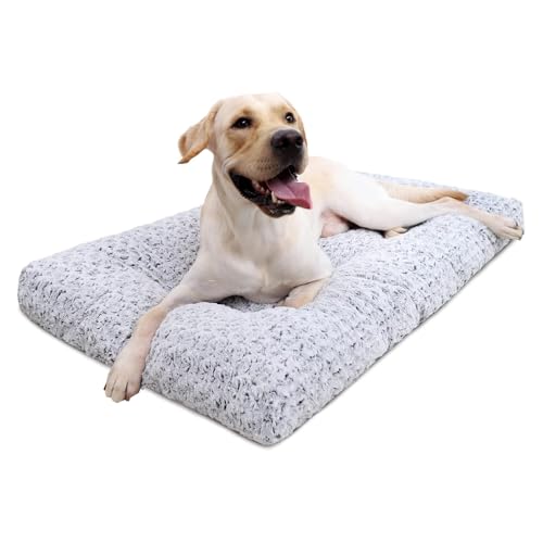 Washable Plush Dog Crate Bed, 35" x 23", Gray J7727