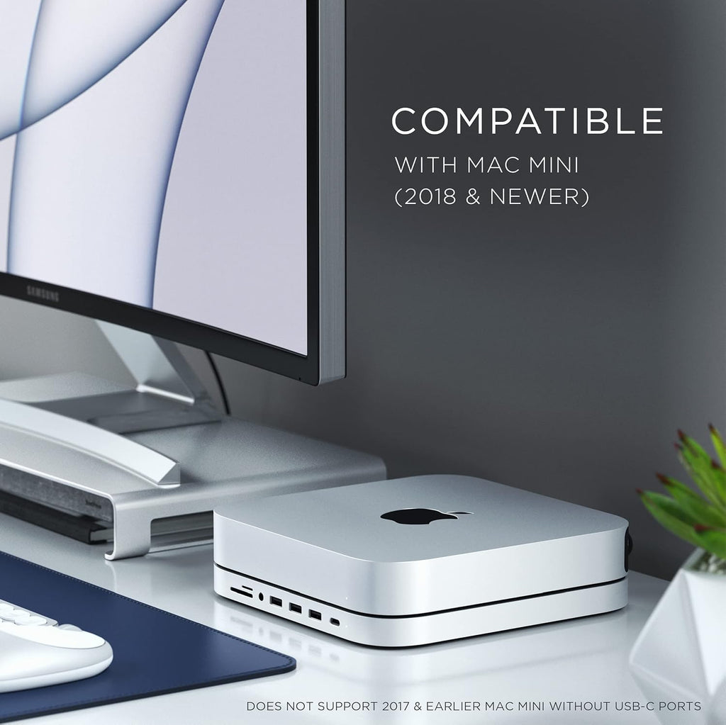 Type-C Stand & Hub with SSD Enclosure, M.2 SATA, USB-C, Micro/SD Card Readers, USB-A & Headphone Jack, Silver X37528