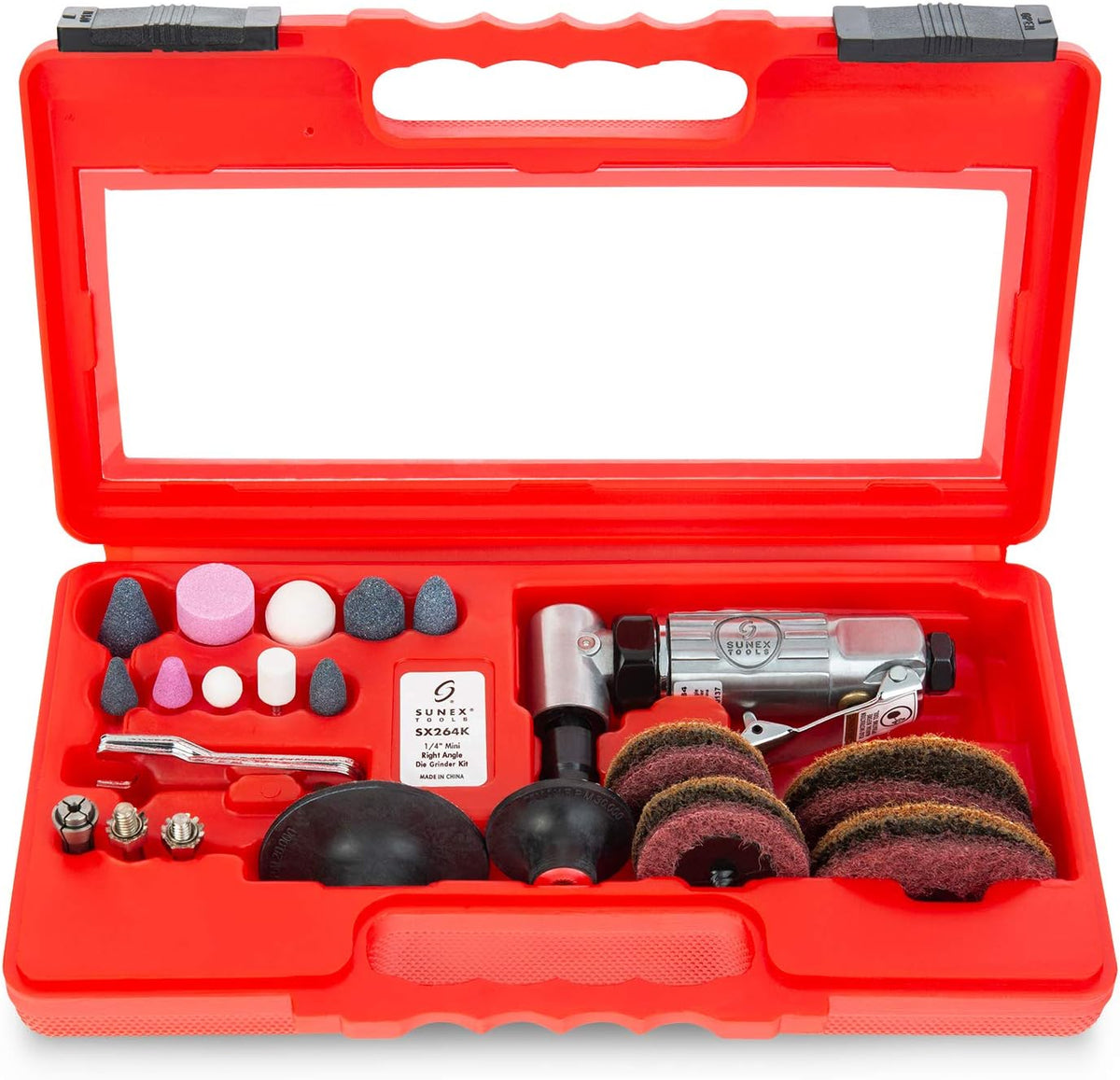 1/4 Inch Drive Mini Right Angle Air Die Grinder Kit with Storage Case I656