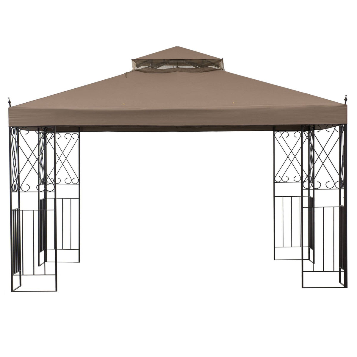 10 ft. x 12 ft. Steel Gazebo with 2-Tier Khaki Canopy C930