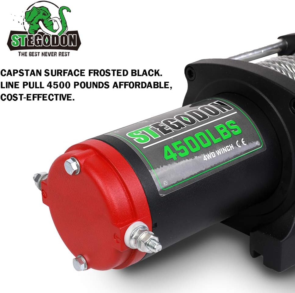 4500 lb. 12V Steel Cable Electric Winch with Wireless Remote A8260