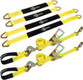 2x 96in Car Axle Tie Down System with 2 Ratchet Straps and 2+2 Axle Straps V8157