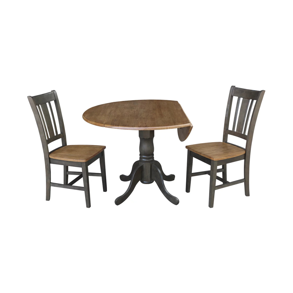 42" Wood Drop Leaf Table with 2 Side Chairs 3 Piece Set O766