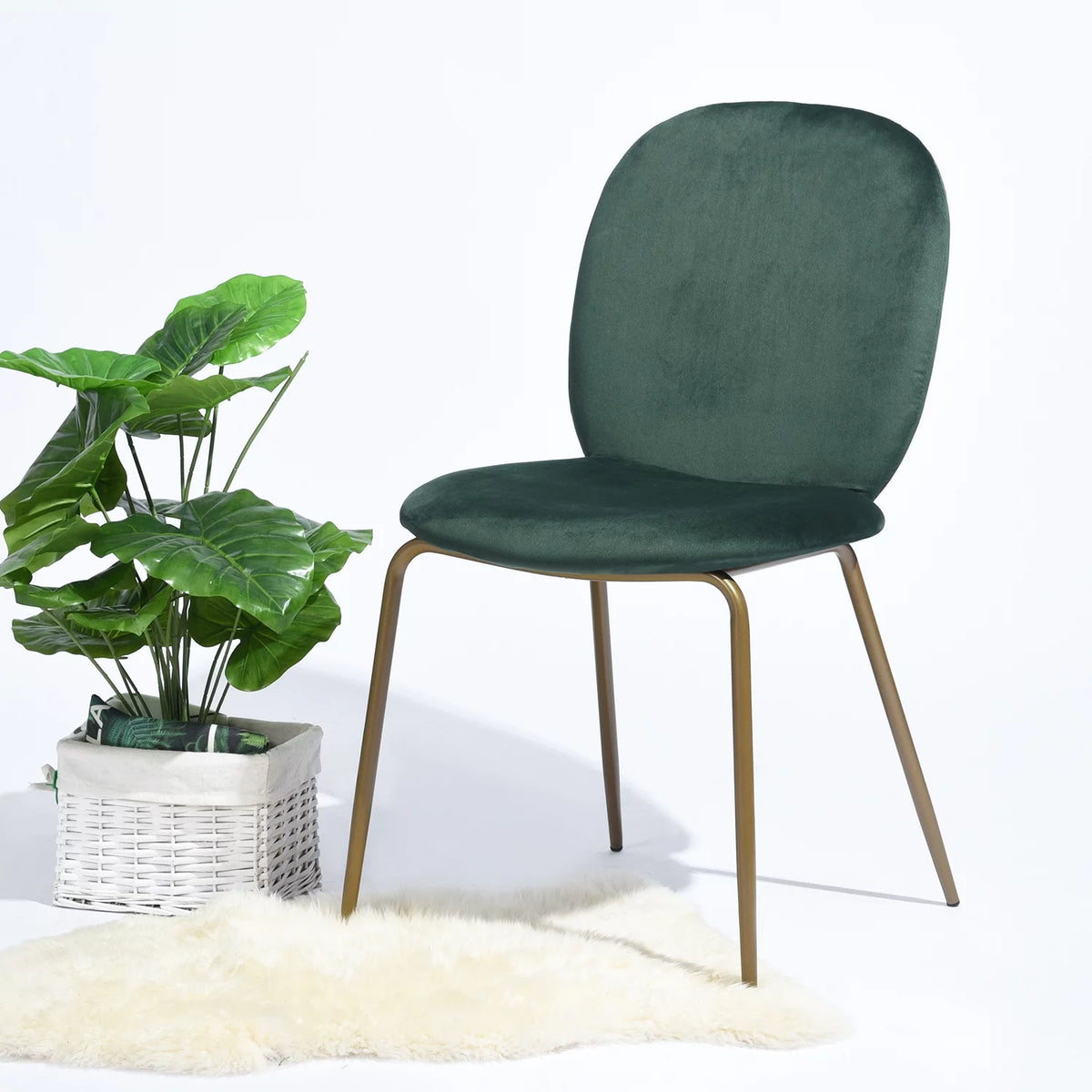 Green Velvet Upholstered Dining Chairs Set of 2 I303