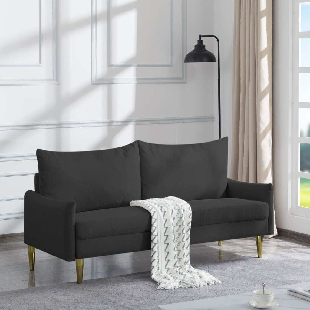 67.5” Couch with Removable Washable Back Cushion Cover, Manufactured Wood Frame, Tapered Metal Legs (Dark Grey) E40059