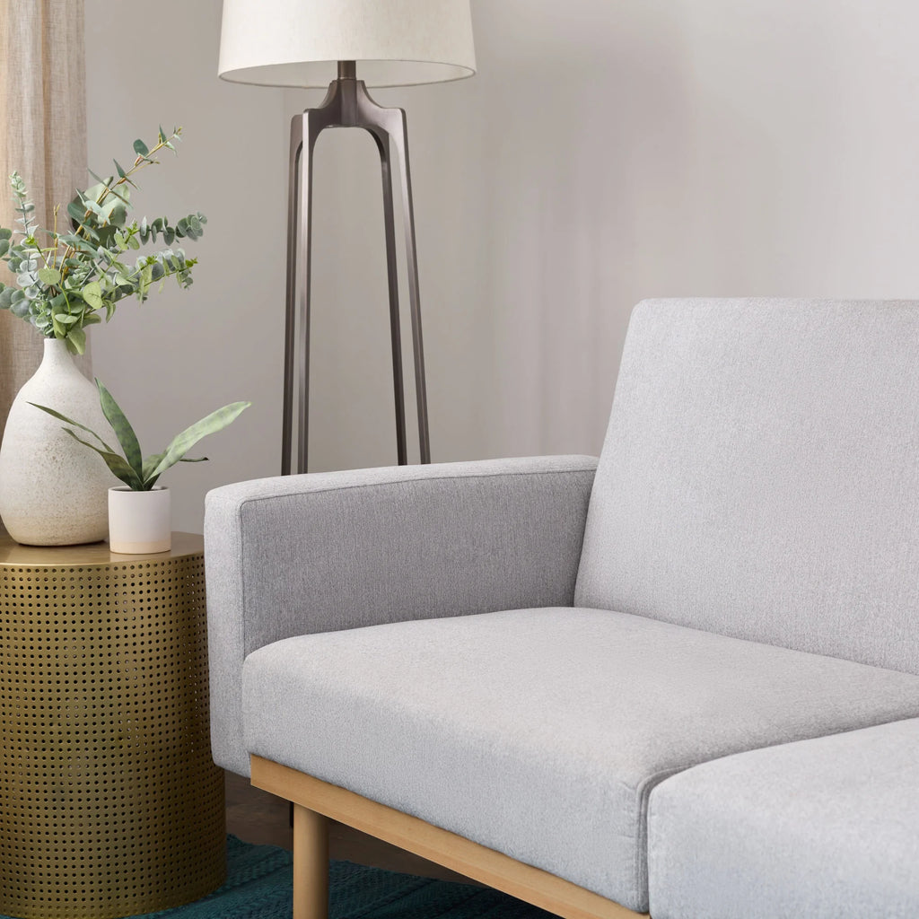 Light Gray Upholstered Wood Base Futon L87162