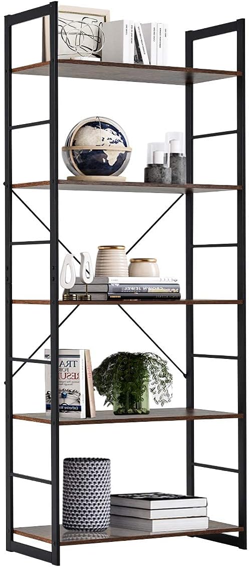 5 Tier Wood and Metal Bookshelf T7221