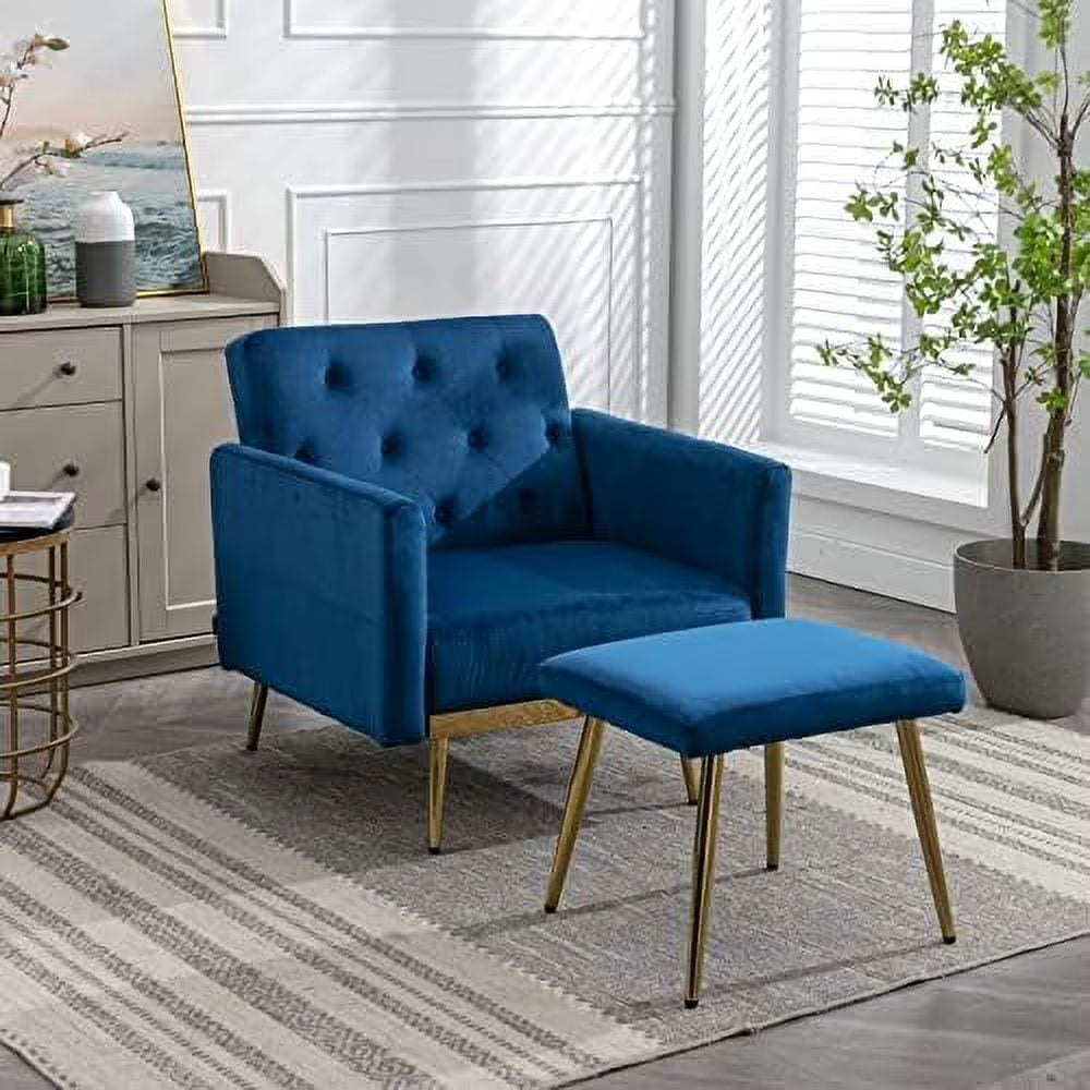 Modern Velvet Accent Chair with Ottoman F190087
