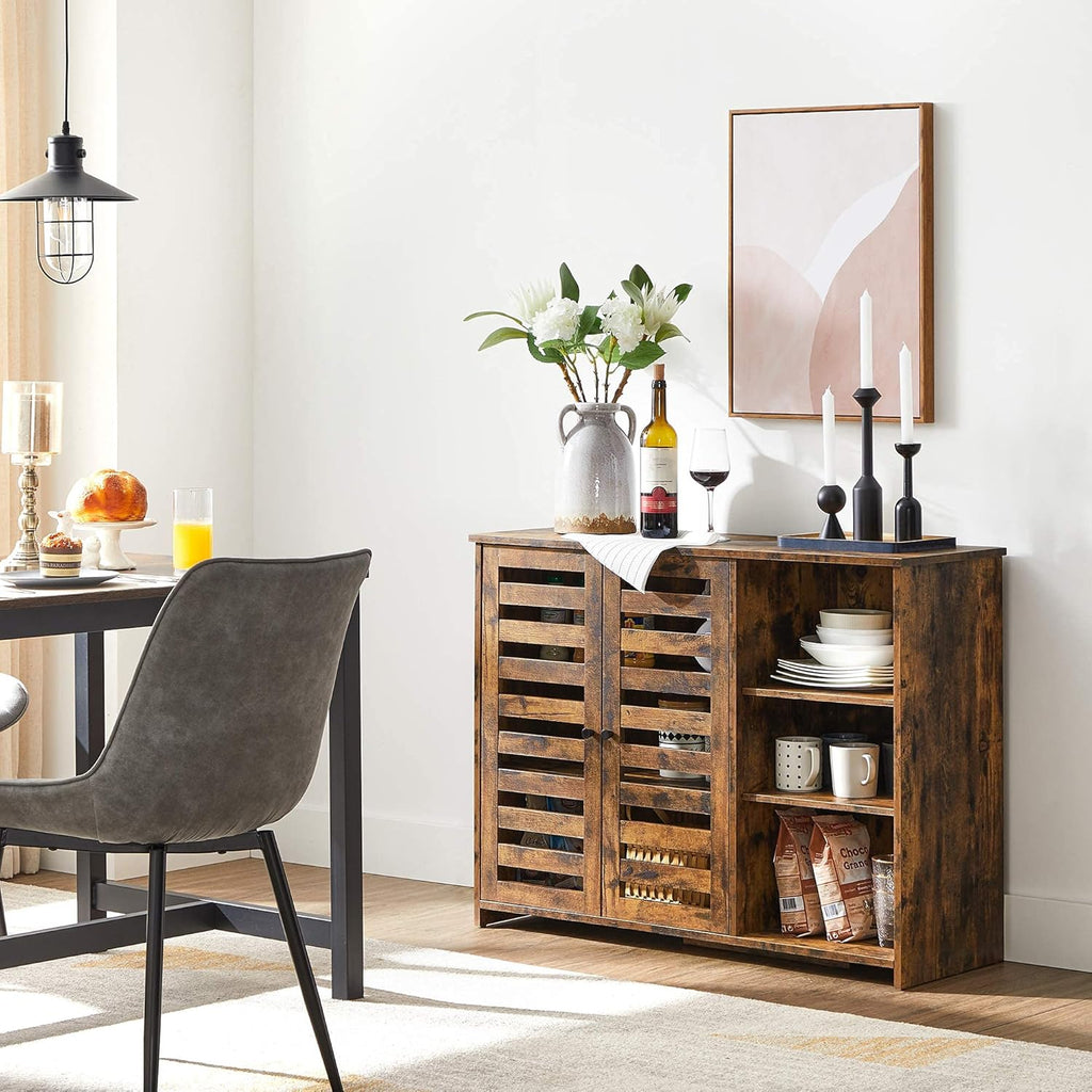 Buffet Cabinet with Louvered Doors and 3 Open Shelves I36986