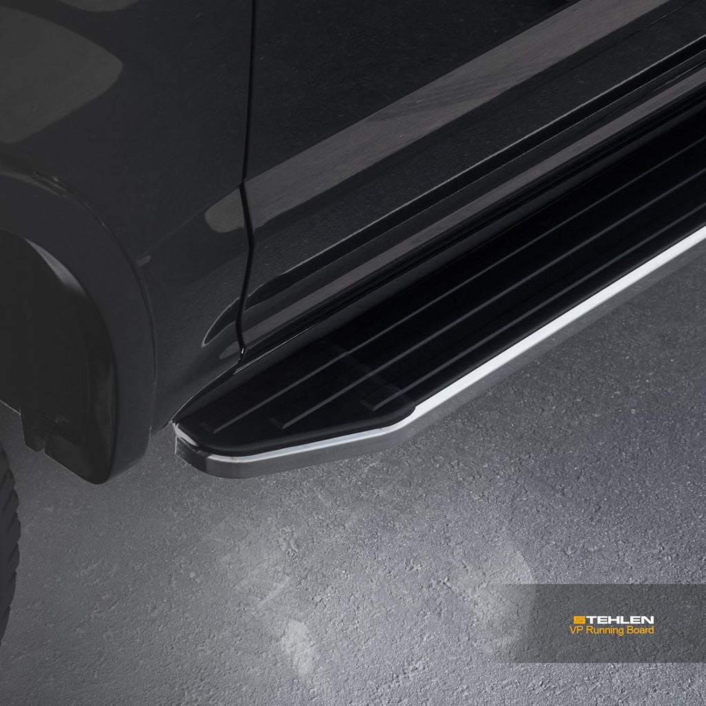 Black Aluminum Running Boards with Chrome Trim U11549