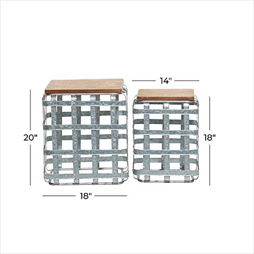 Gray Metal Farmhouse Accent Table Set of 2 E908
