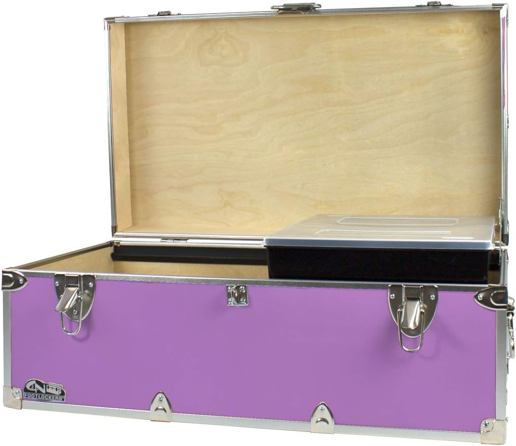 Footlocker Storage Chest with Organizer Tray - 32 x 18 x 13.5 Inches (Lilac) T876